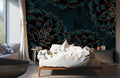 Bedroom Dark Flower Wallpaper Mural
