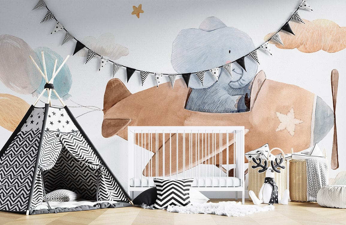 Elephant Pilot Wallpaper Mural