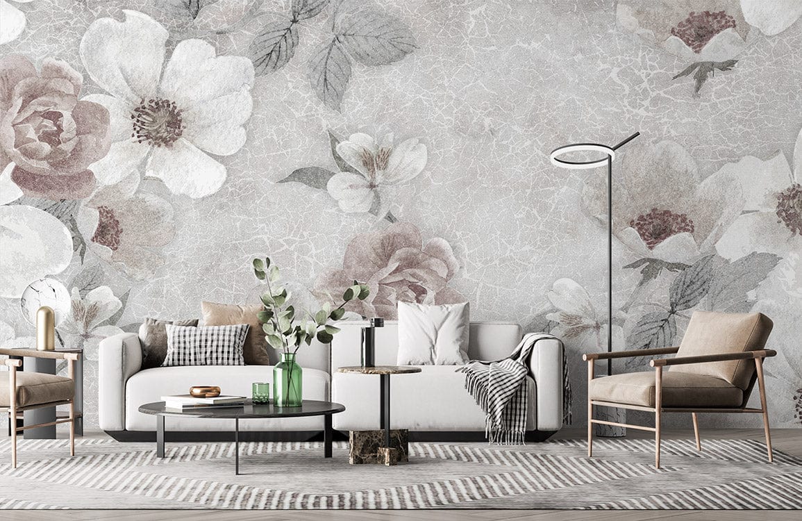 beautiful grey floral wallpaper