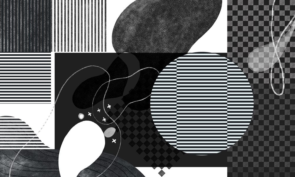 Monochrome Abstract Geometric Art Wallpaper for Modern Interior Design Décor