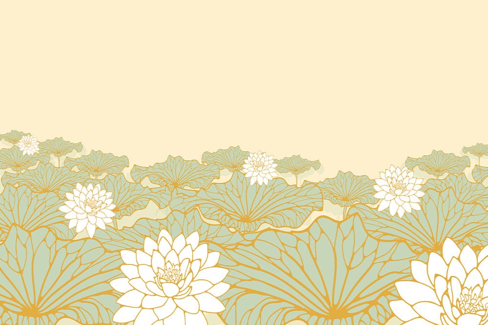 Elegant Gold and Green Lotus Blossom Mural Wallpaper for Serene Interiors