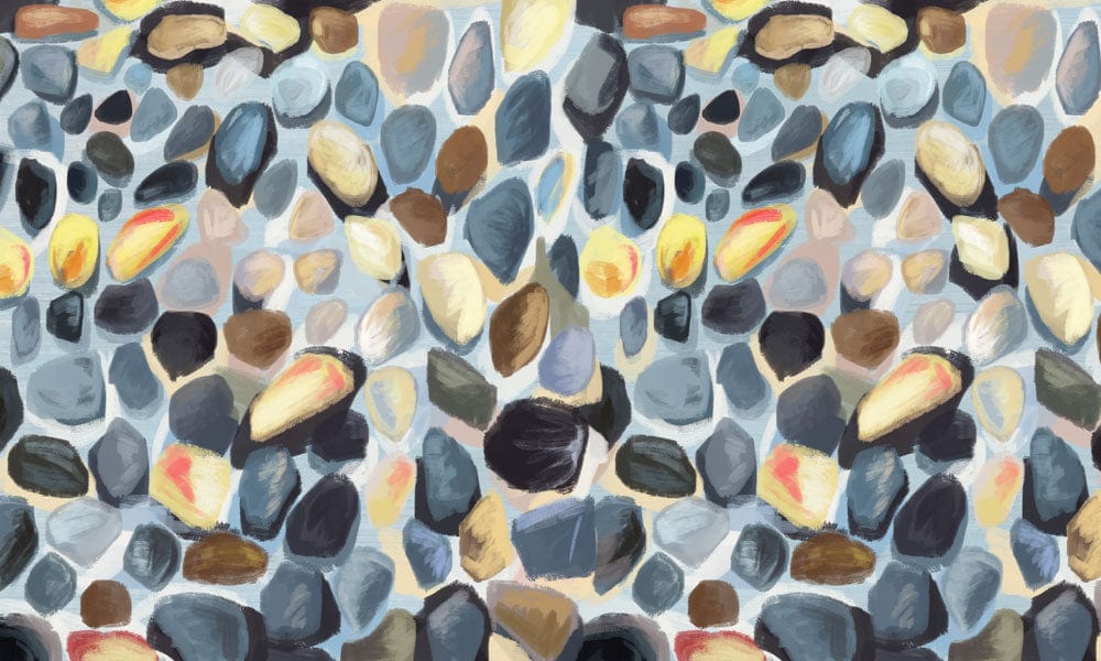 Multicoloured Watercolour Pebble Pattern Mural Wallpaper - Contemporary Artistic Design