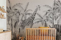 Animals in Tropic Sketch Wallpaper Mural