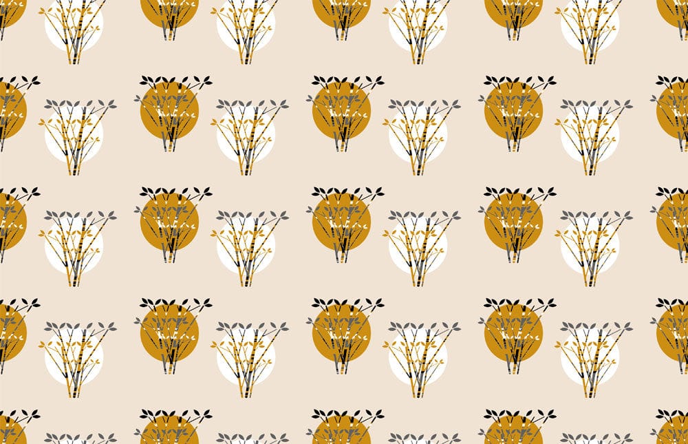 Vintage Golden Floral Motif Wallpaper - Elegant Beige Botanical Design