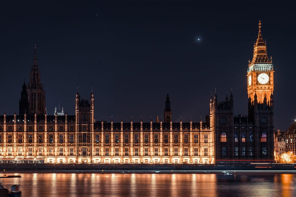 Illuminated London Skyline Mural Wallpaper - Night-time Cityscape Elegance