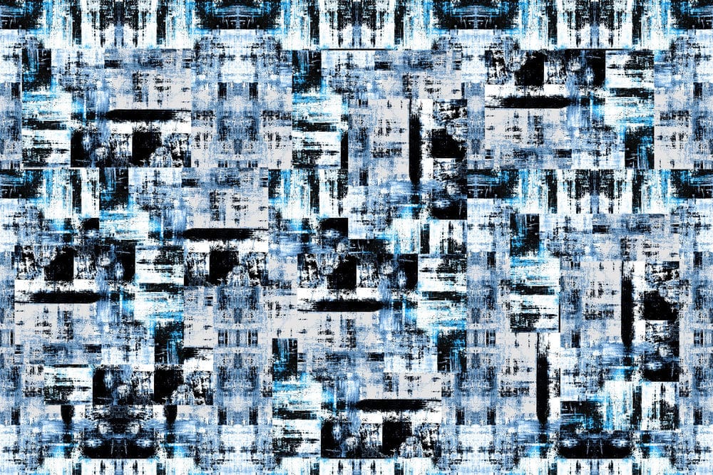 Abstract Urban Blue Geometric Pattern Wallpaper - Modern Industrial Style Décor