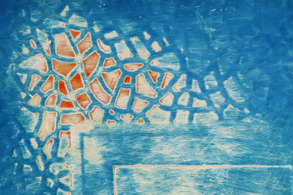 Abstract Blue Textured Mosaic Design Wallpaper for Modern Interiors