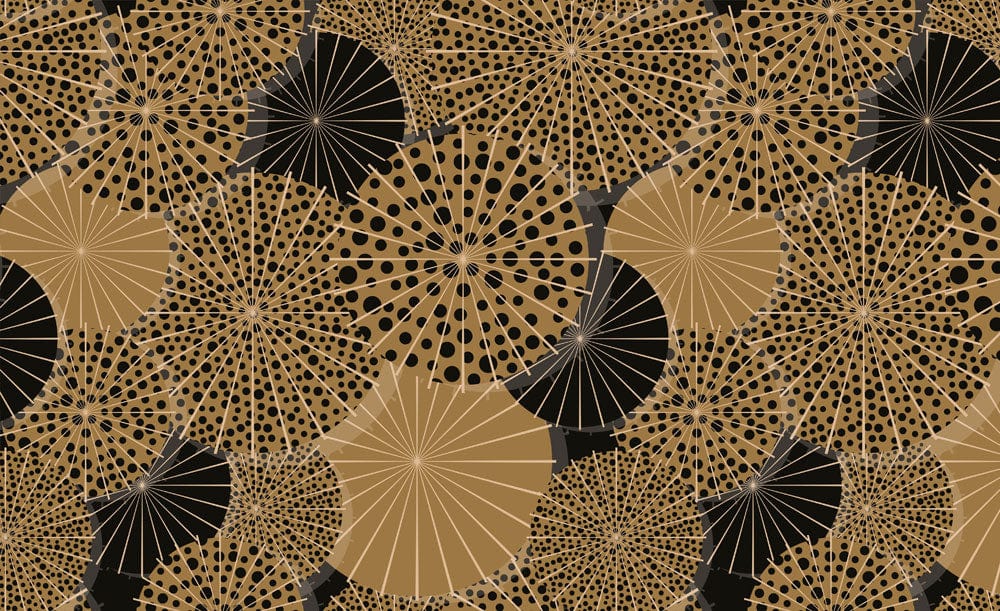 Brown Dots Umbrella Wallpaper Mural