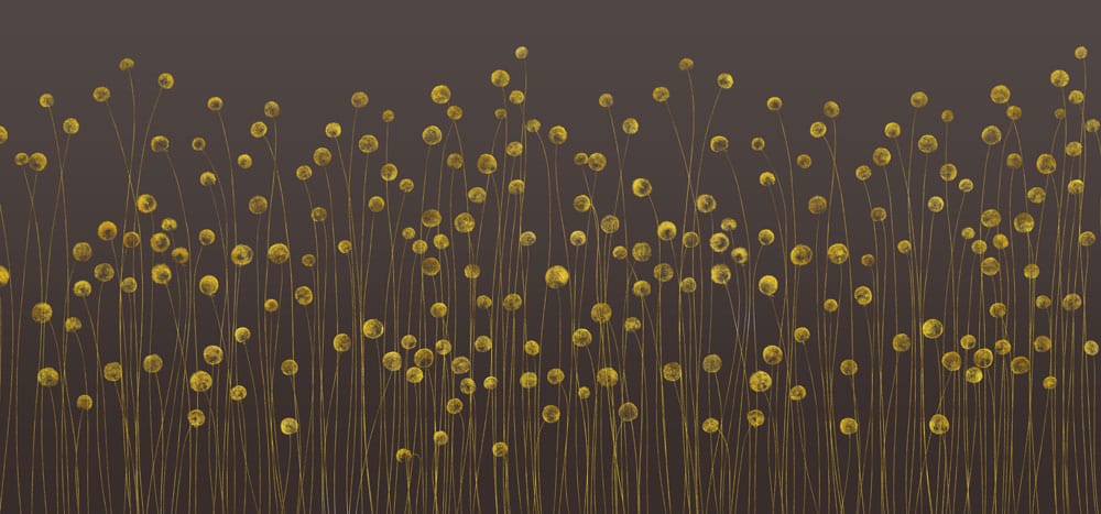 Golden Meadow Floral Pattern Wallpaper - Elegant Modern Dark Brown Design