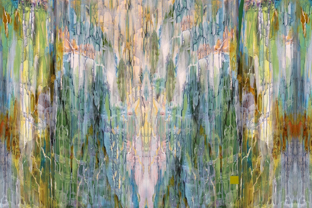 Abstract Watercolour Forest Dream Mural Wallpaper in Green and Blue Shades