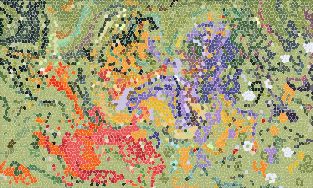 Vibrant Mosaic Abstract Mural Wallpaper with Colourful Geometric Patterns