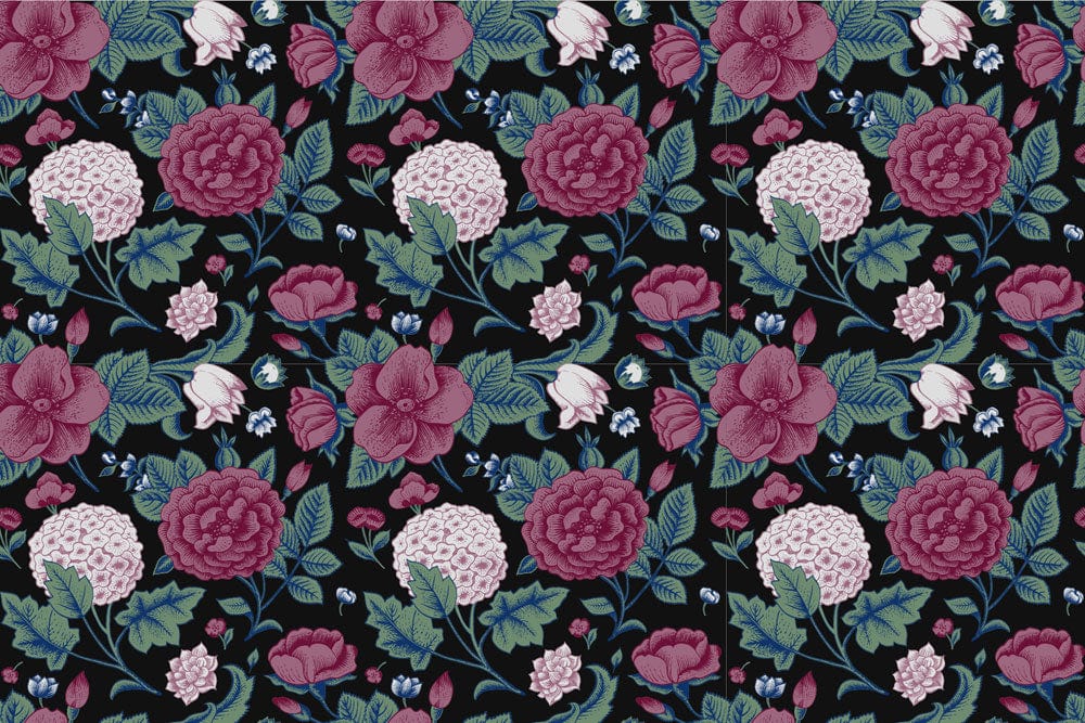 Dark Hydrangea Bouquets Wallpaper Mural