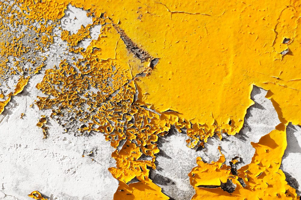 Textured Urban Decay Yellow and Grey Abstract Mural Wallpaper Design