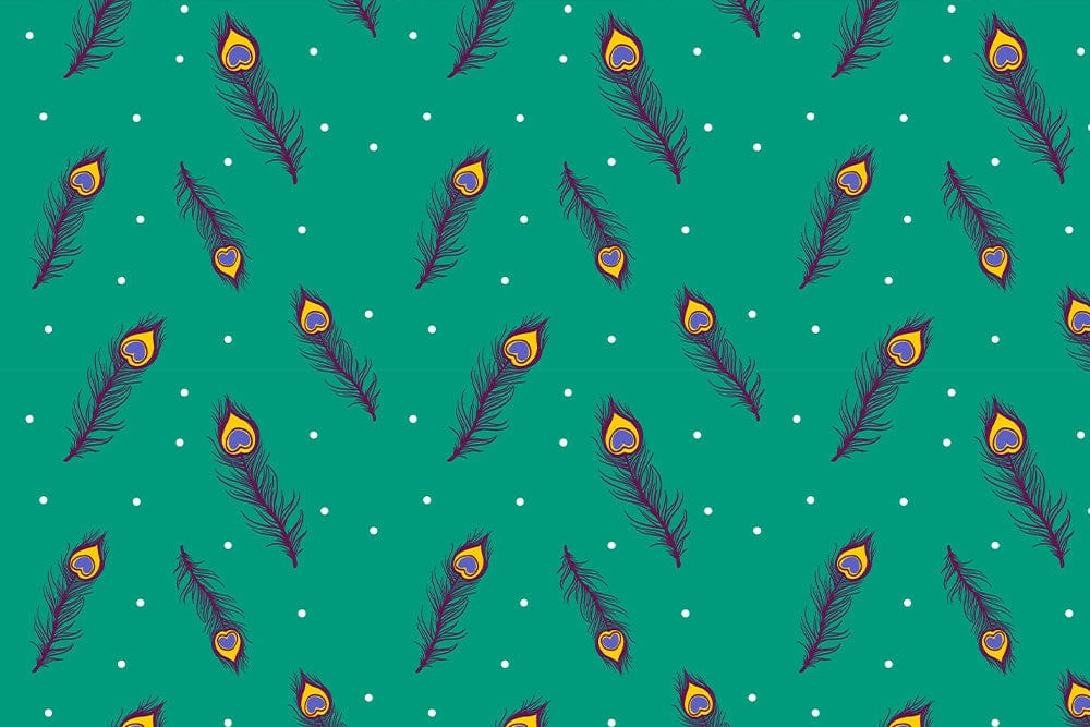 Vibrant Teal Peacock Feather Pattern Wallpaper - Elegant Nature-Inspired Design
