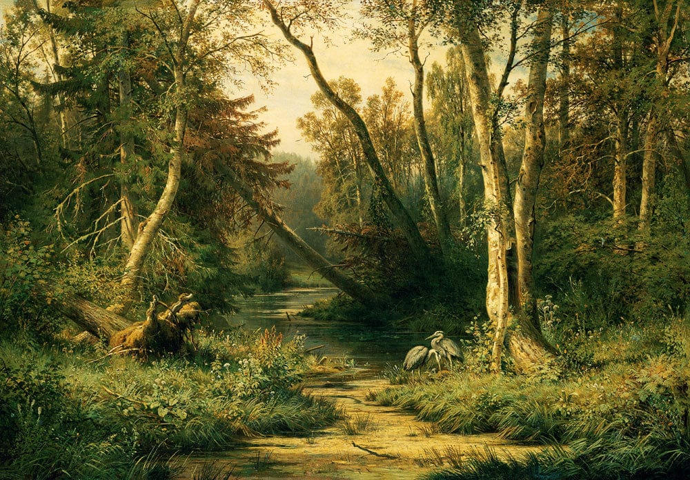 Serene Forest Landscape Mural Wallpaper in Rich Earthy Tones and Greens