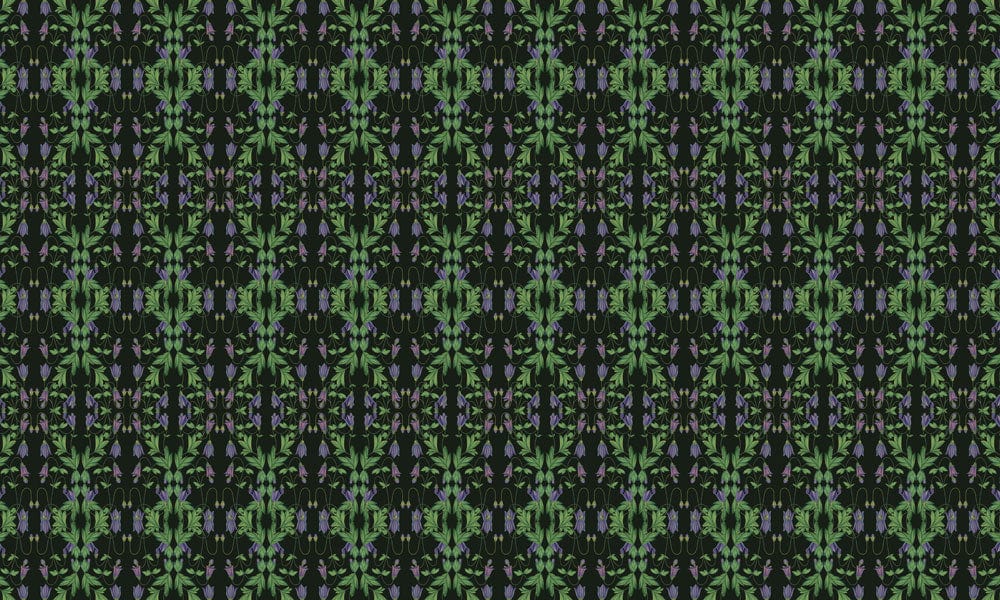Green Flower Bushes Wallpaper Mural