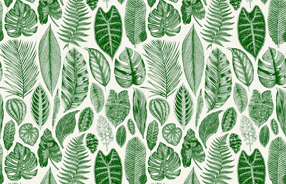 Green Tropical Leaves Wallpaper Mural