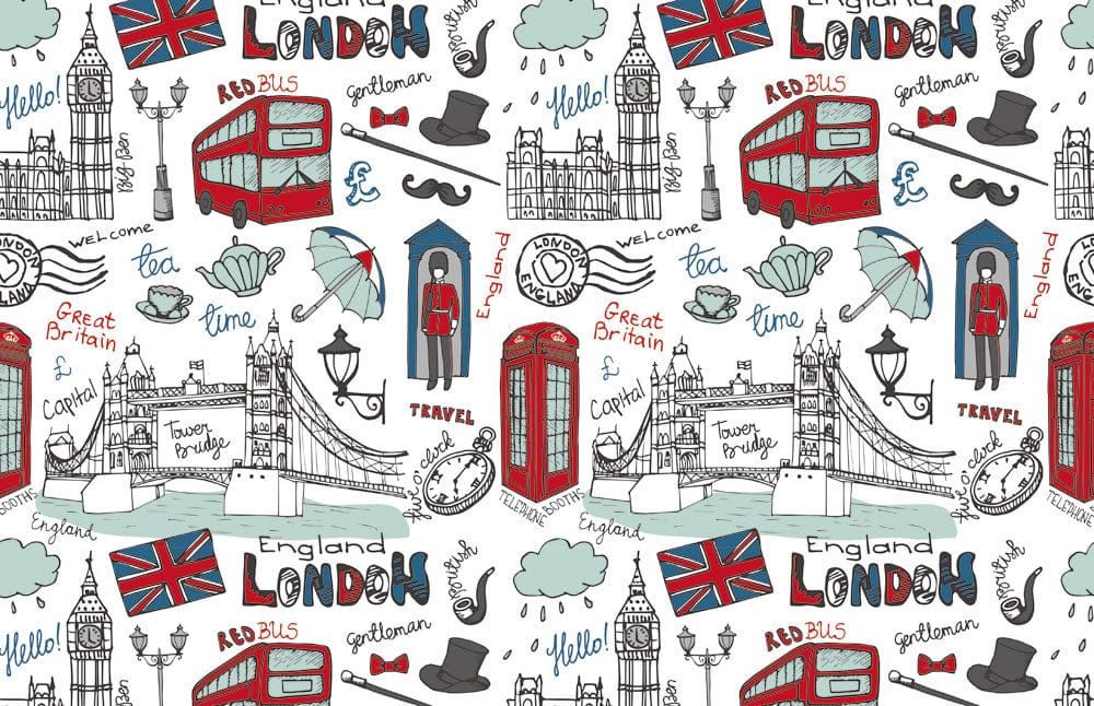 Hand-drawn London Architecture Wallpaper Mural