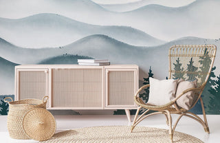 Ink Mountain Waves Wallpaper Mural