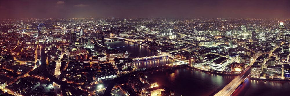 London Night Skyline Panoramic Mural Wallpaper - Urban Cityscape Elegance