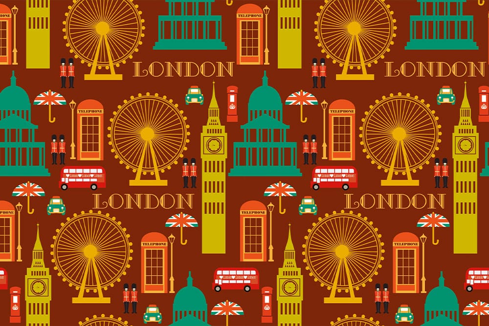 London Landmark Patterns Wallpaper Mural