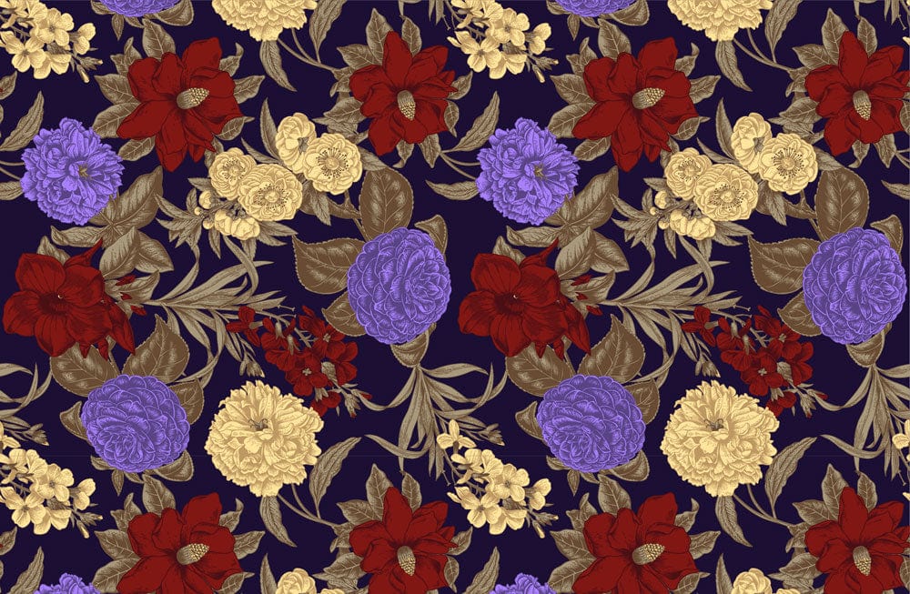 Metallic Royal Flowers Wallpaper Mural