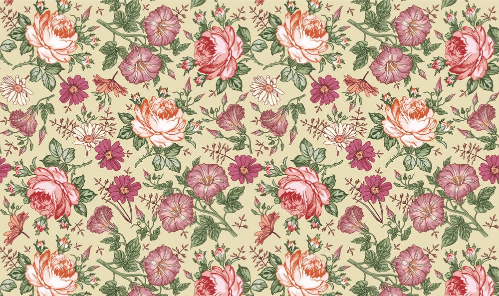 Vintage Floral Wallpaper with Roses in Pastel Hues for Classic Interiors