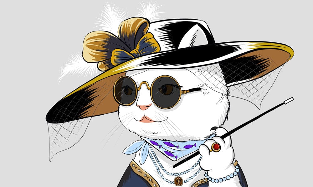 Elegant Cat in Hat Vintage Style Wallpaper with Chic Accessories