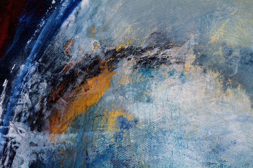 Abstract Blue and Orange Textured Artistic Mural Wallpaper - Modern Décor