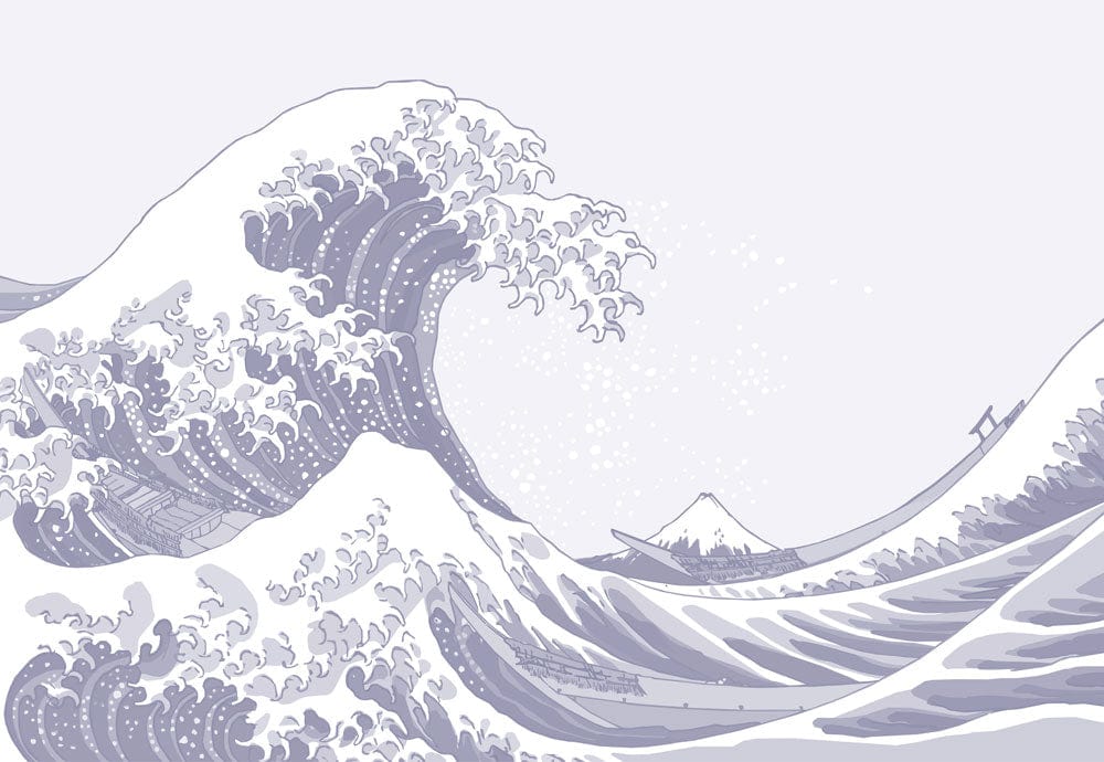 Elegant Indigo Great Wave Mural Wallpaper - Vintage Japanese Ocean Art