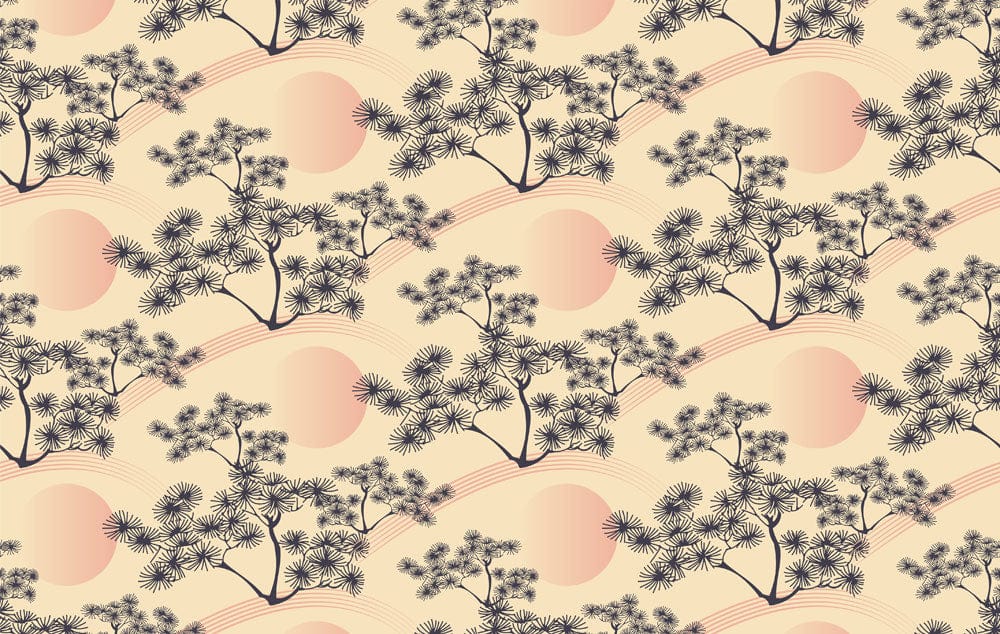 Pines with Sun Wallpaper Mural