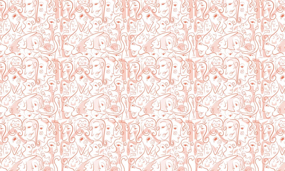 Abstract Line Art Coral Pink Elegant Mural Wallpaper for Modern Interiors