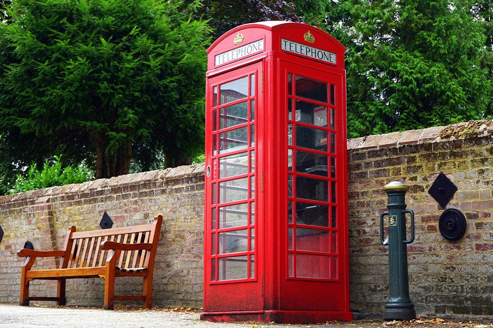 Classic Red British Telephone Box Mural Wallpaper for Vintage Charm