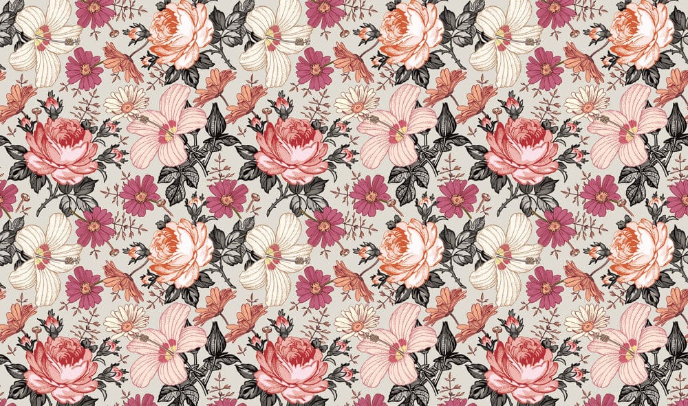 Romantic Bright Flowers Wallpaper Mural