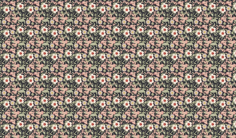 Vintage Floral Pattern Wallpaper in Soft Pink and Green Tones