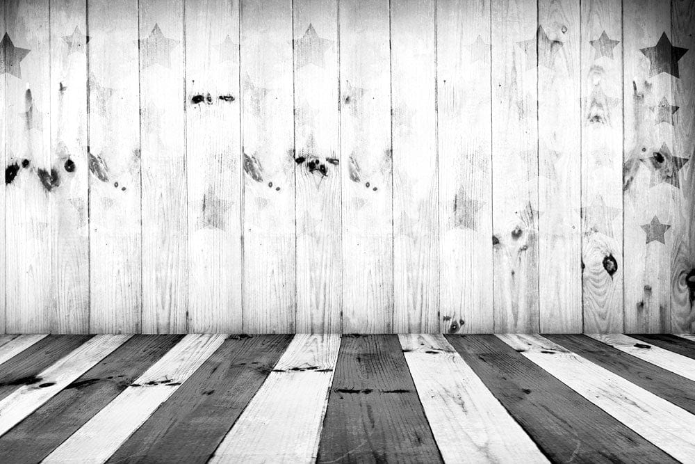 Rustic Grey Wood Panel Wallpaper with Star Pattern Vintage Style Decor