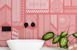 Straight Pink Mechanical Lines Wallpaper Mural