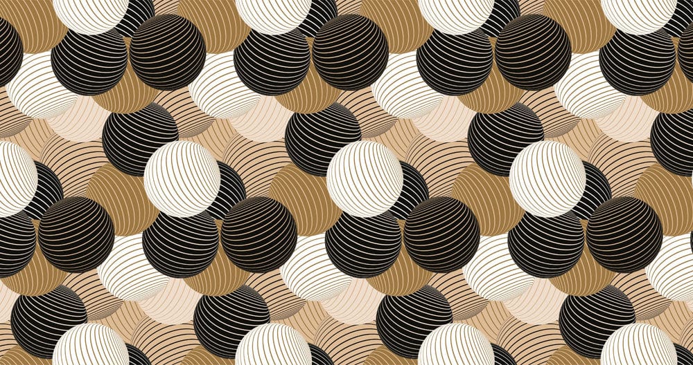 Modern Geometric Circles Wallpaper in Black, Gold and Beige Tones