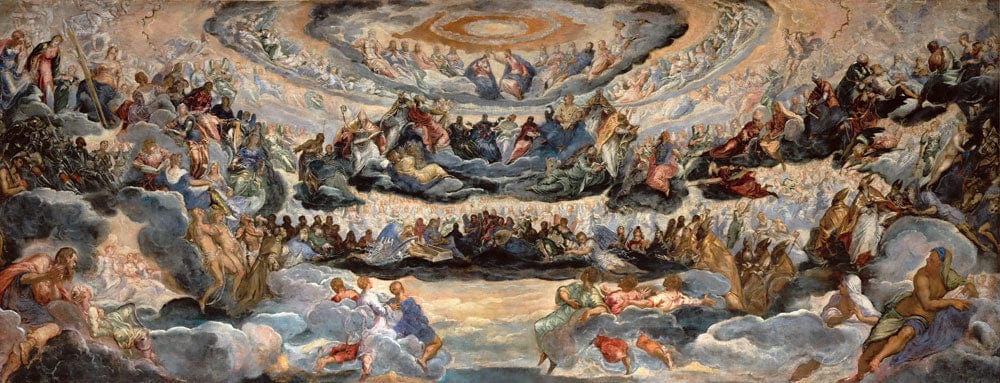 Ethereal Renaissance Heaven Mural Wallpaper in Dreamy Clouded Hues