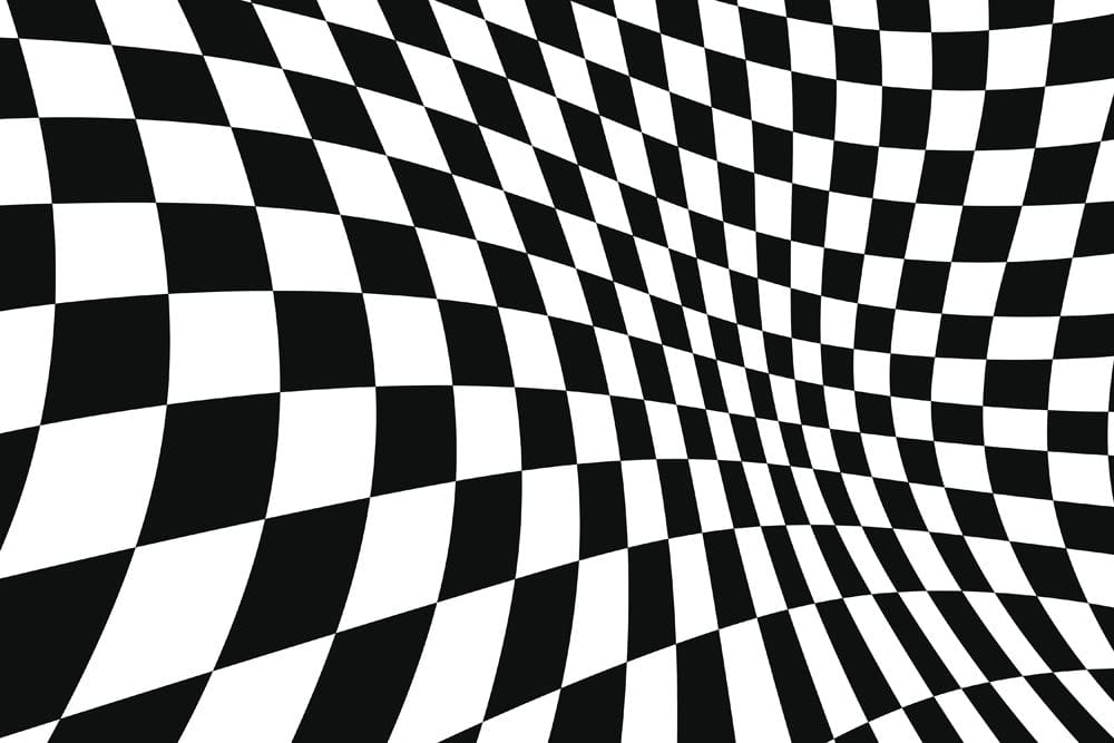 Monochrome Retro Optical Illusion Checkered Pattern Wallpaper for Modern Spaces