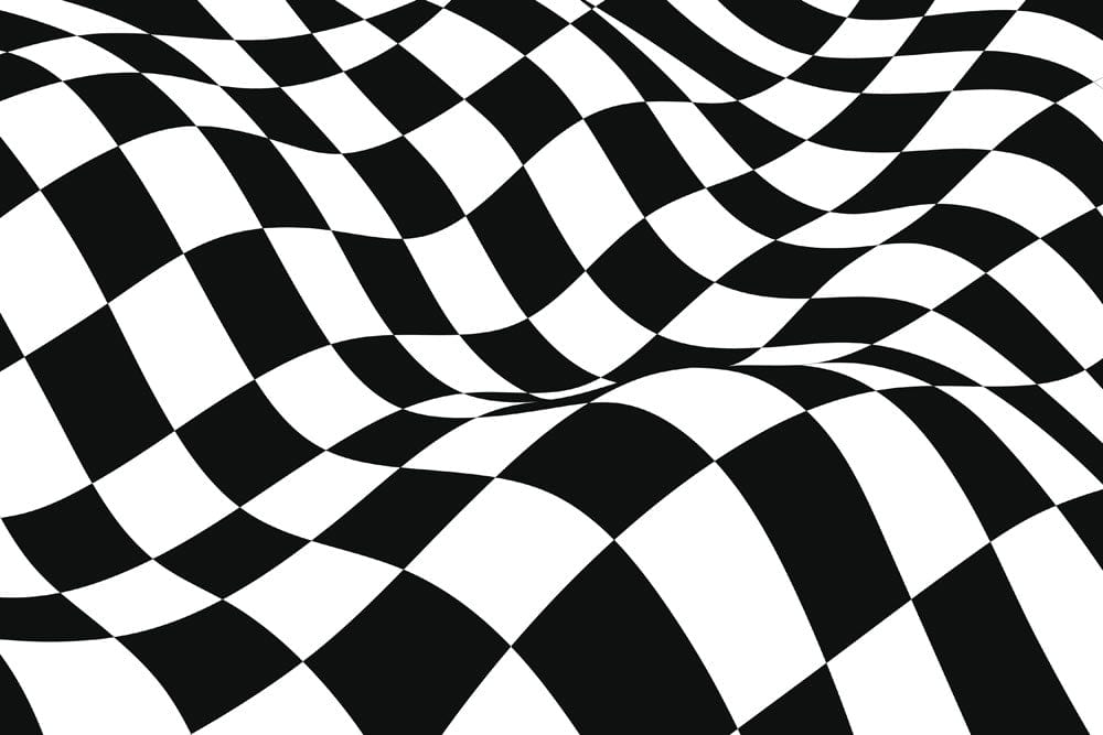 Abstract Black and White Checkered Optical Illusion Wall Mural Wallpaper