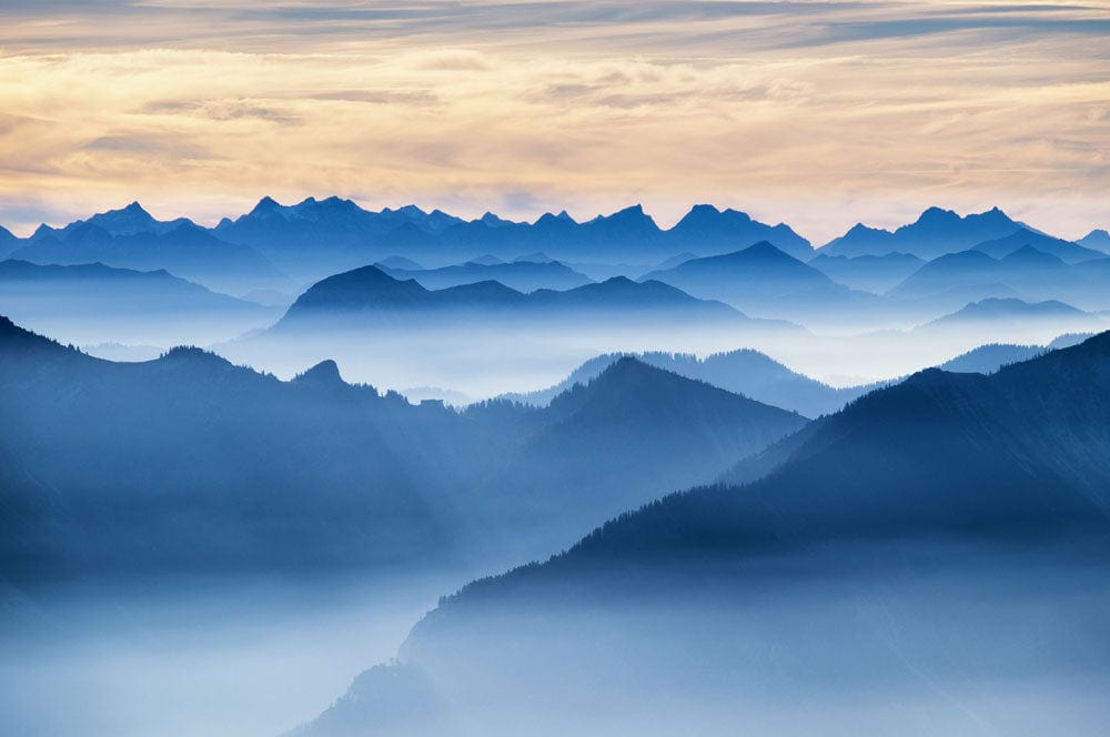 Serene Blue Mountain Landscape Mural Wallpaper - Tranquil Nature Interior Décor