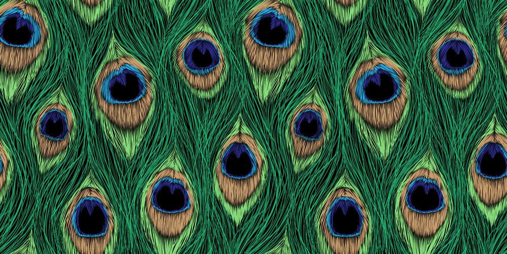 Vibrant Green Peacock Feather Pattern Mural Wallpaper for Elegant Interiors