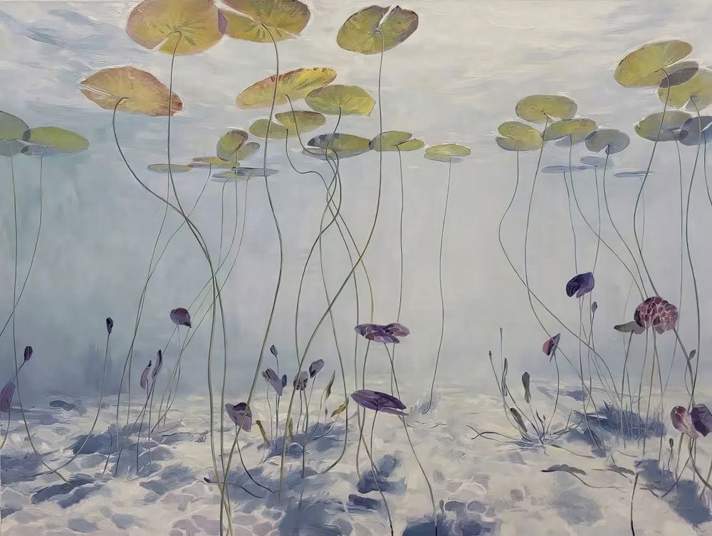 Serene Underwater Lotus Garden Mural Wallpaper in Soft Colour Palette