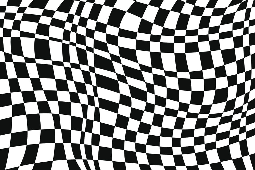 Monochrome Wavy Checkered Pattern Wallpaper - Black and White Abstract Design