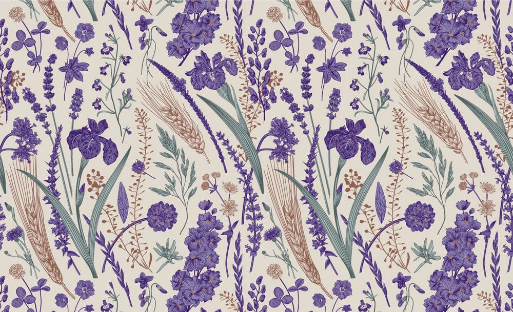 Botanical Elegance: Purple Floral Pattern Wallpaper for Stylish Interiors
