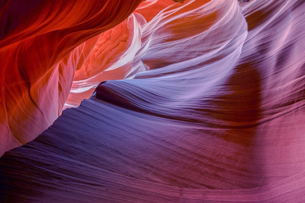 Elegant Canyon Drape Mural Wallpaper - Red and Purple Abstract Design