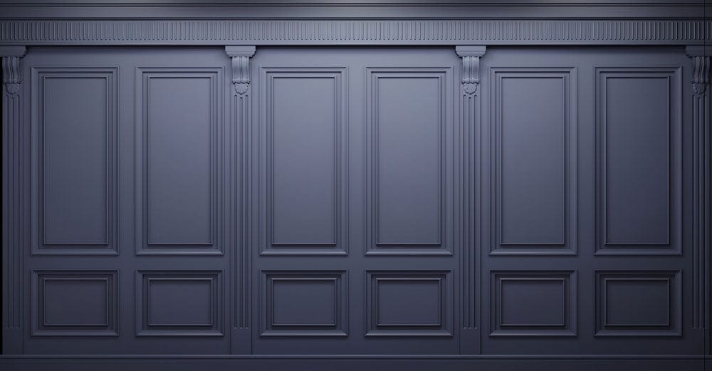 Elegant Navy Panelling Classic Style Vinyl Wallpaper for Sophisticated Interiors