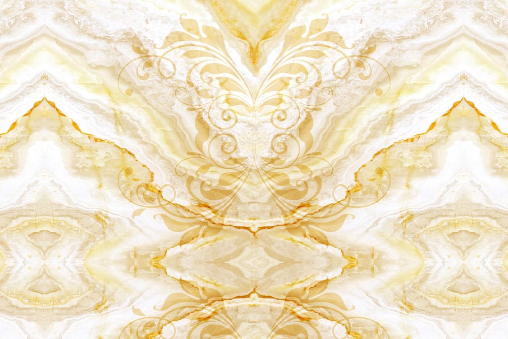 Golden Marble Effect Ornate Pattern Wallpaper - Luxurious Interior Design Solution
