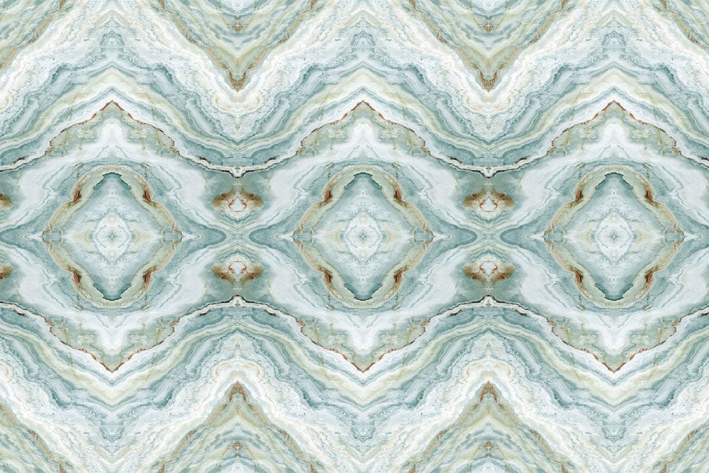 Elegant Teal Marble Effect Wallpaper Mural with Symmetrical Abstract Patterns